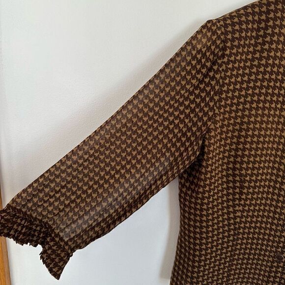 Cynthia Howie Maggy Botique Women’s Silk Two Piece Brown Tan Houndstooth Skirt S - Picture 7 of 13